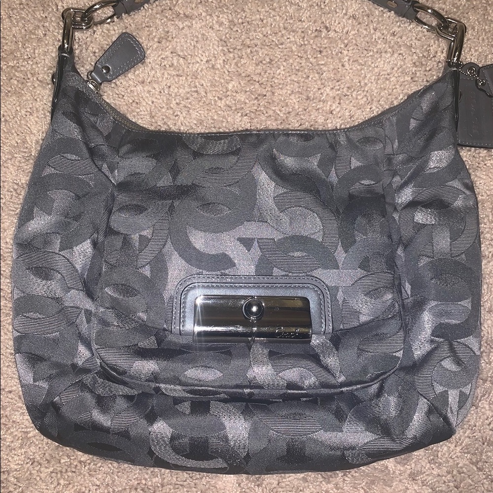 Gray and Silver Coach Handbag